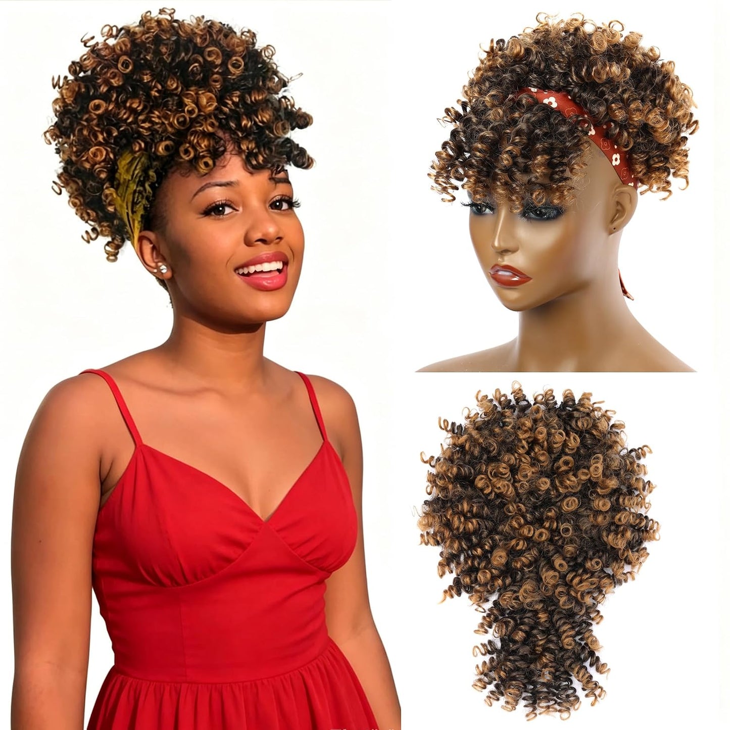Afro Puff Drawstring Ponytail - Kinky Curly Hair Extension for Black Women | Natural Black, Short 1B Color