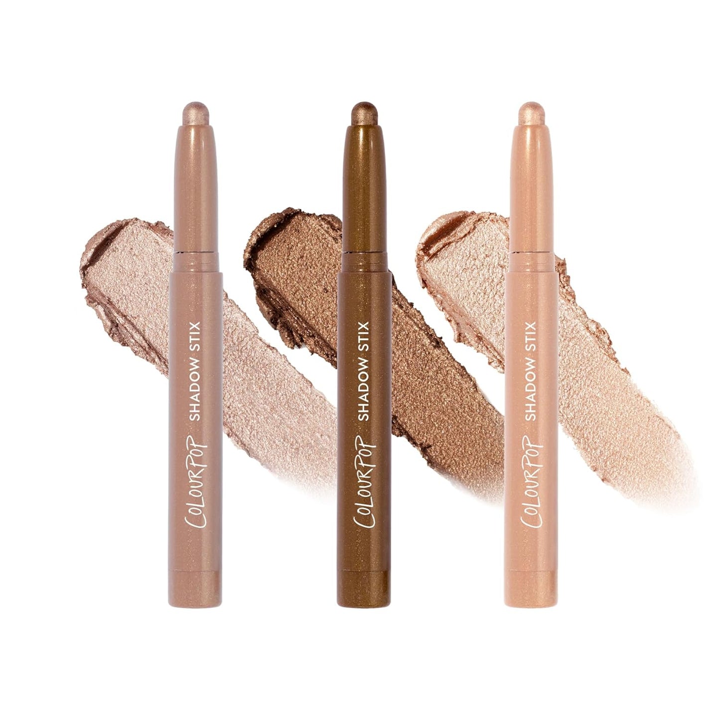 ColourPop Sparkling Neutrals Eyeshadow Sticks Makeup Kit - Vegan & Cruelty-Free Cream Shadows | High-Pigment Metallic Finish (3 Count)