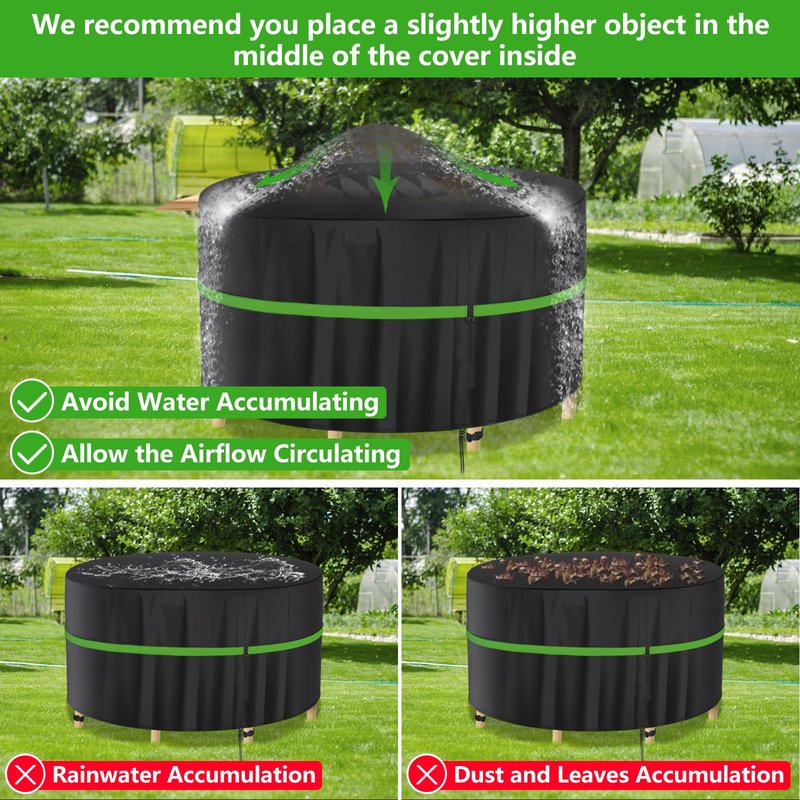 Round Patio Table Cover 62 Inch – 420D Heavy Duty Outdoor Patio Furniture Covers, Waterproof Round Lawn Table and Chair Cover Large for Outside Dining Set (62"DIA x 28"H) Black