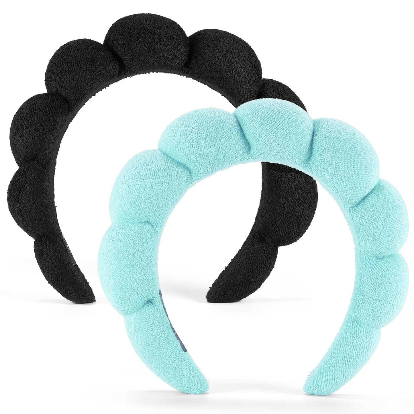 Spa Headbands for Face Washing | Soft Cotton Terry Cloth Set of 2 - Pink & Blue
