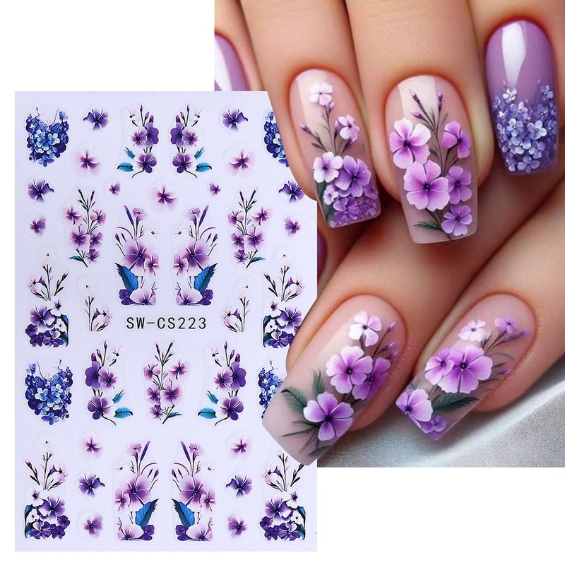 Flower Stickers for Nail Art Decals - 12 Sheets Spring Butterfly Nail Stickers with Tweezers 3D Floral Leaves Plant Nail Art Designs DIY Self Adhesive Daisy Blossom Nail Supplies Decorations