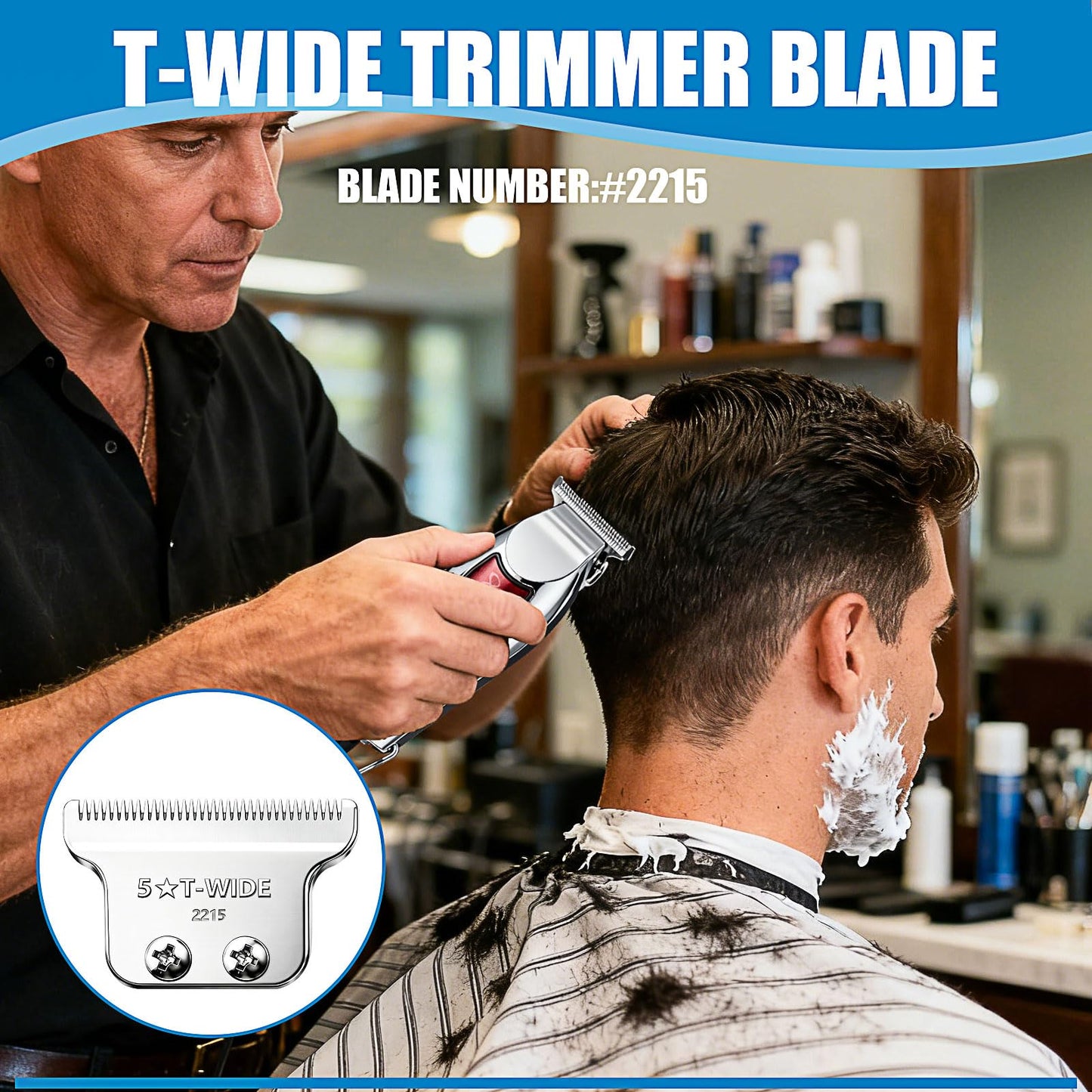 2215 Adjustable Zero-Gap T Blade Replacement for Wahl 5 Star Detailer Li Trimmer Models 8081/8171 (Silver-3pcs)