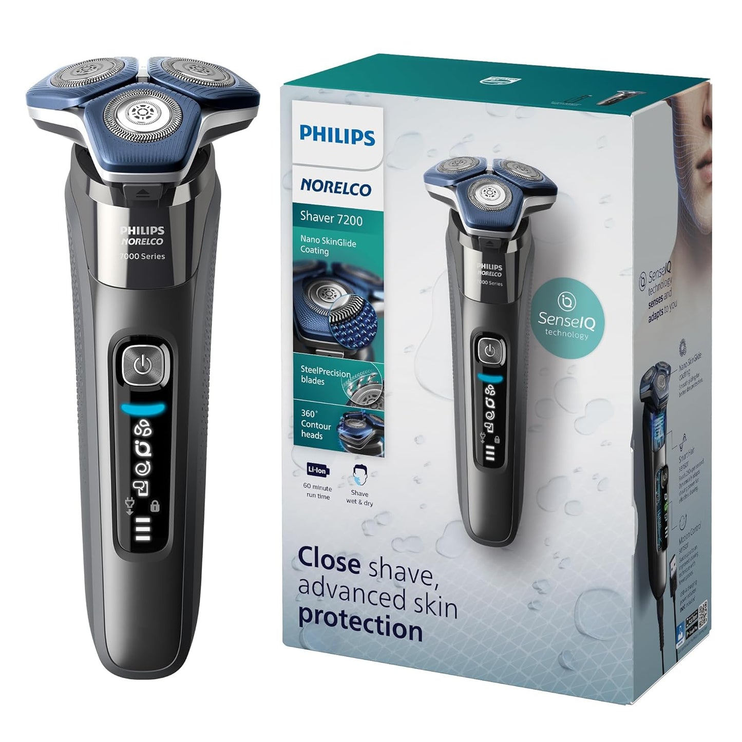 Philips Norelco Shaver 7200 - Rechargeable Wet & Dry Electric Shaver with SenseIQ Technology | S7887/82