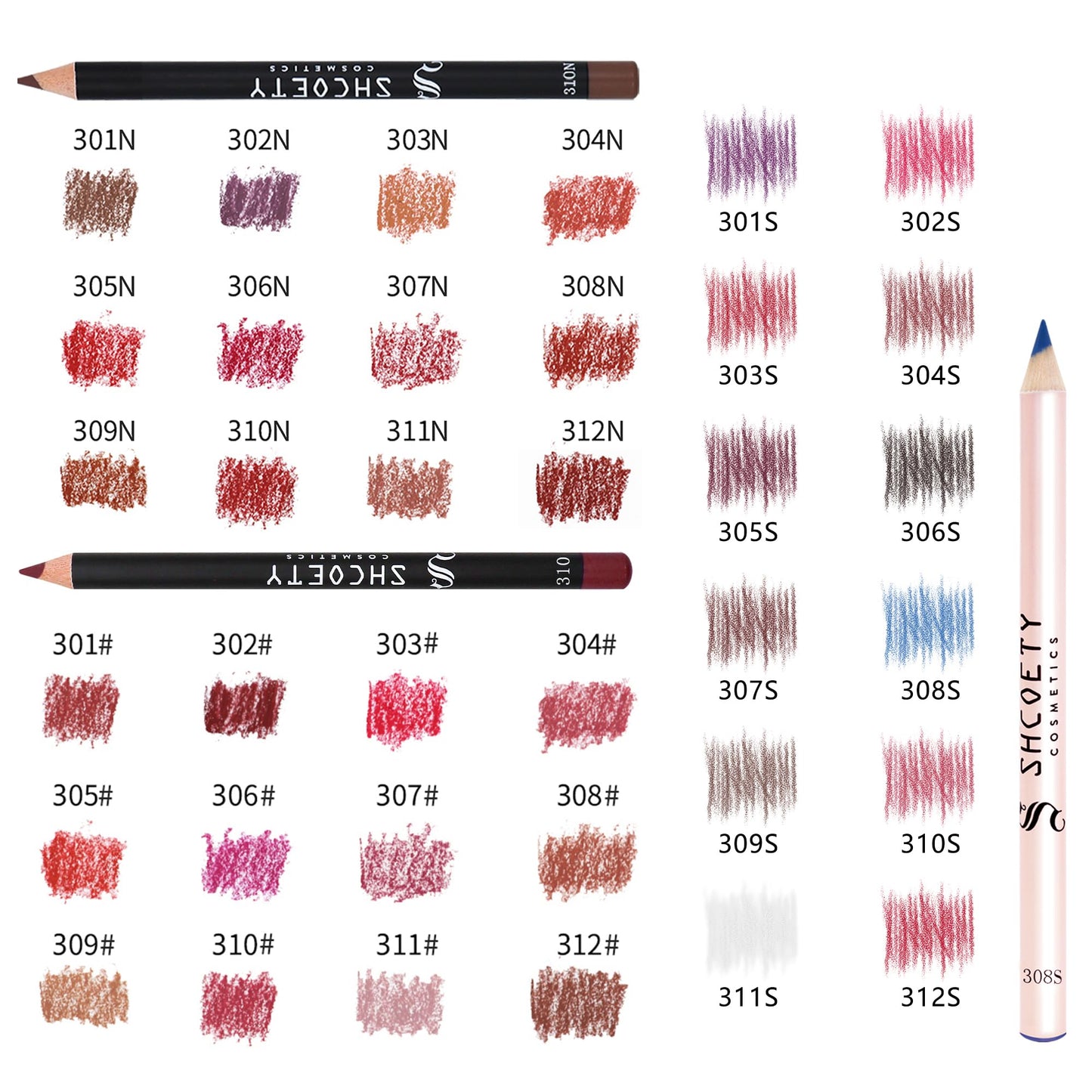 SHCOETY Matte Lip Liner Set, 36 Pieces Waterproof Lip Pencils,Assorted Colors