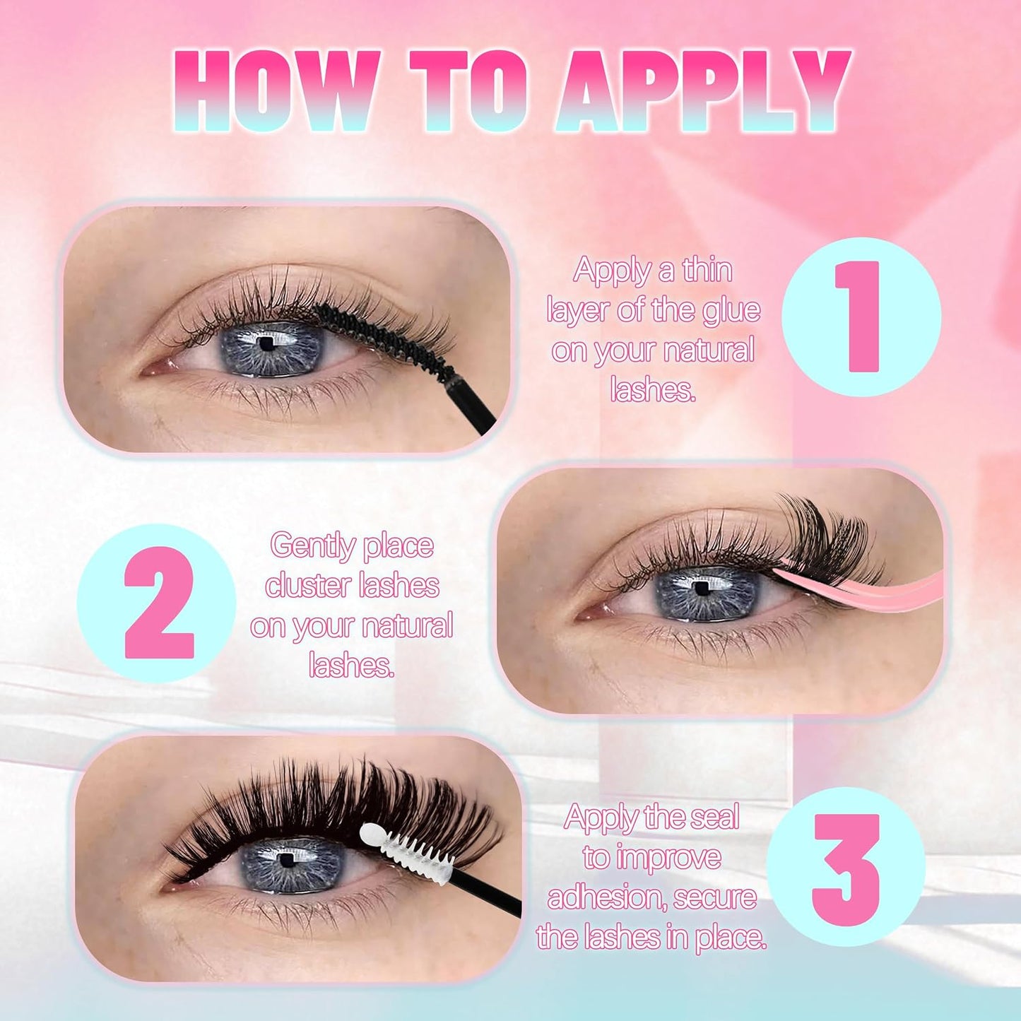 Dramatic Thick Eyelash Extensions - 188 Pcs Fluffy Volume Lash Clusters for DIY Glam Look | 100D & 200D
