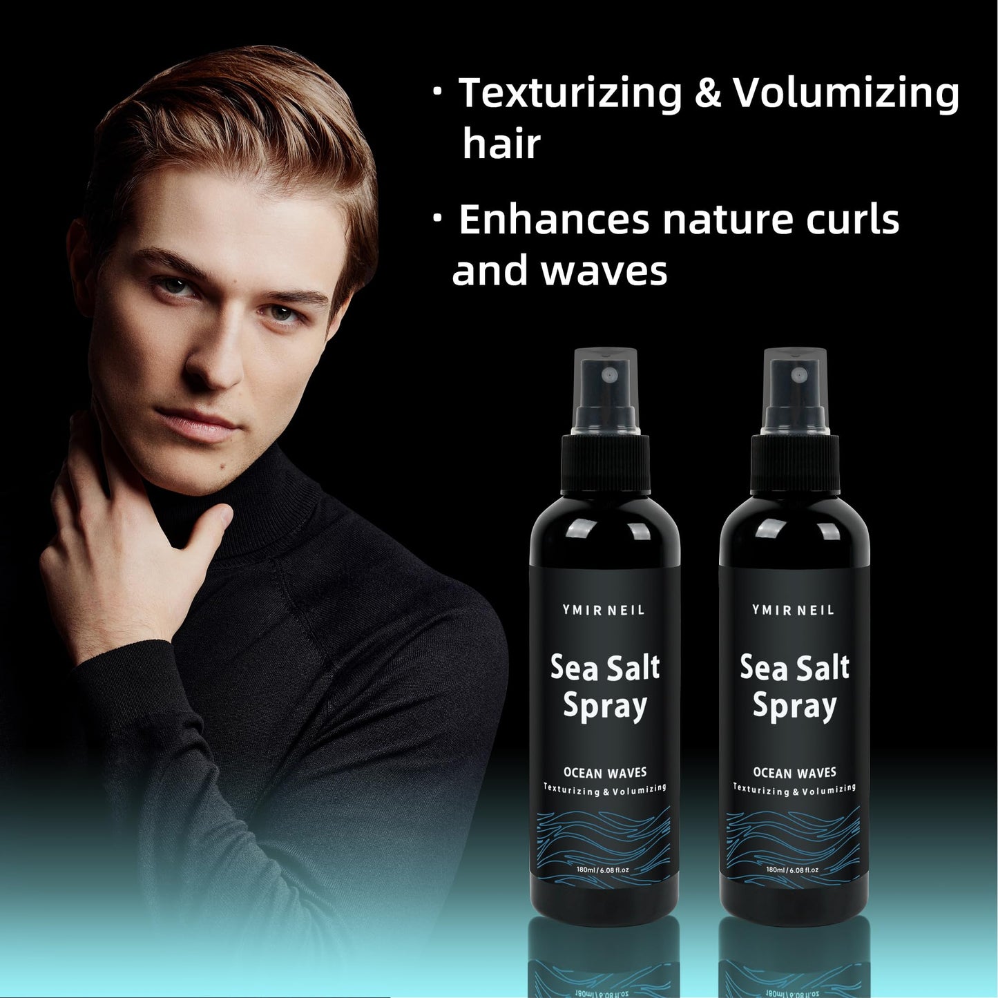 YMIR NEIL Natural sea salt spray for men,Texturizing,Volumizing,Beach Waves,fresh scent,6.0 fl oz,