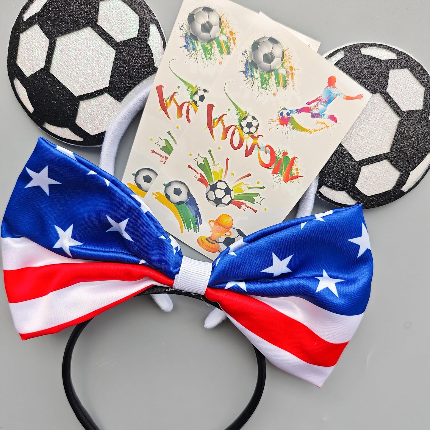 Nxtpz American Flag Bow Headband 4th of July Headband Soccer Hair Accessory Be Suitable for World Cup Party Supplies Women Decoration