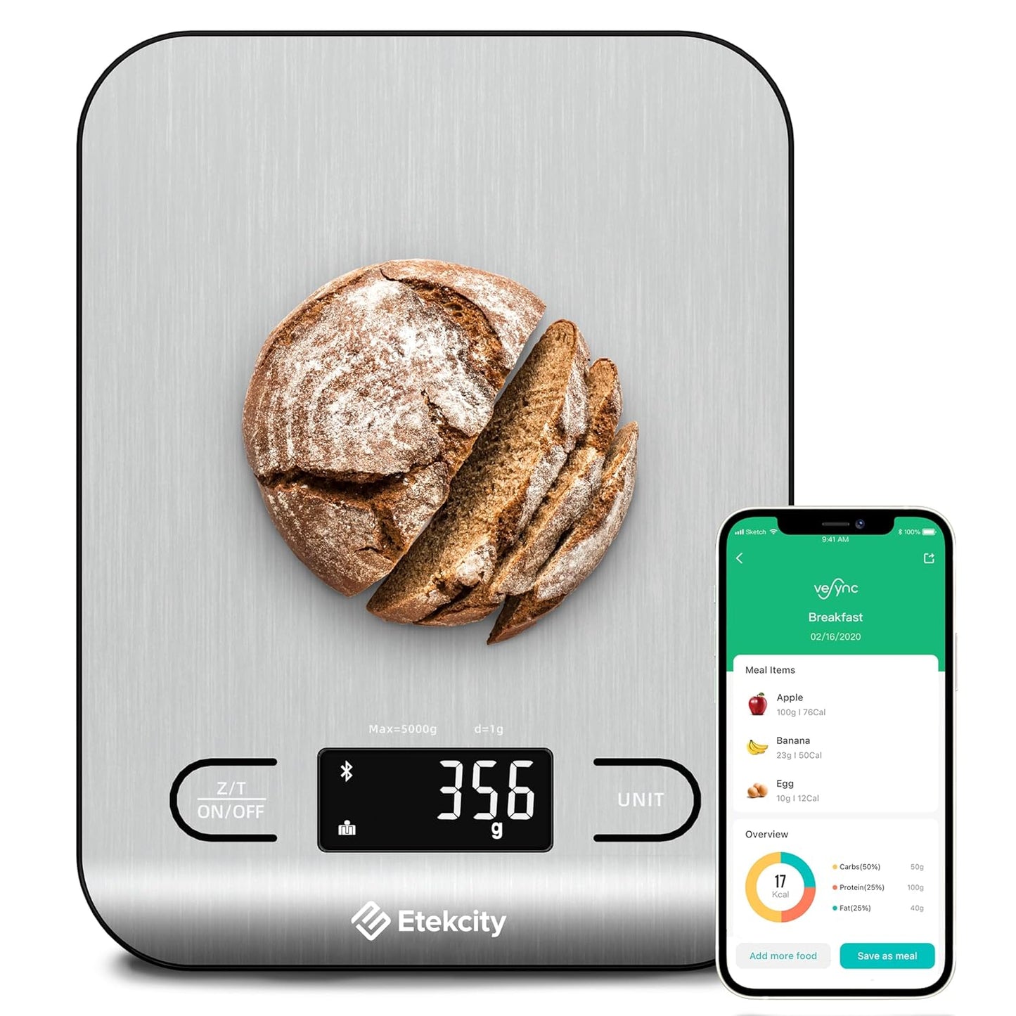 Digital Kitchen Scale - Accurate Grams & Ounces Measurement for Weight Loss, Baking & Meal Prep | Medium 304 Stainless Steel