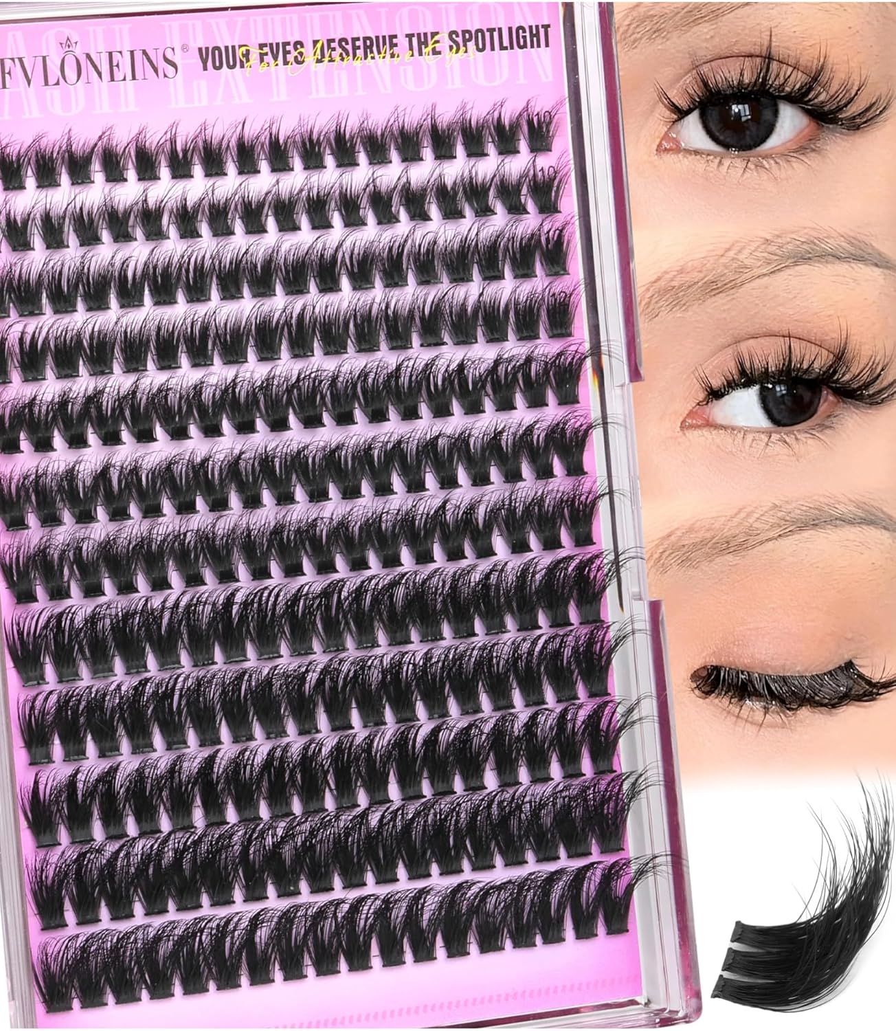 Lash Clusters - Wispy Spiky Individual Eyelash Extensions | DIY D Volume (10-16MM, 3 Styles)