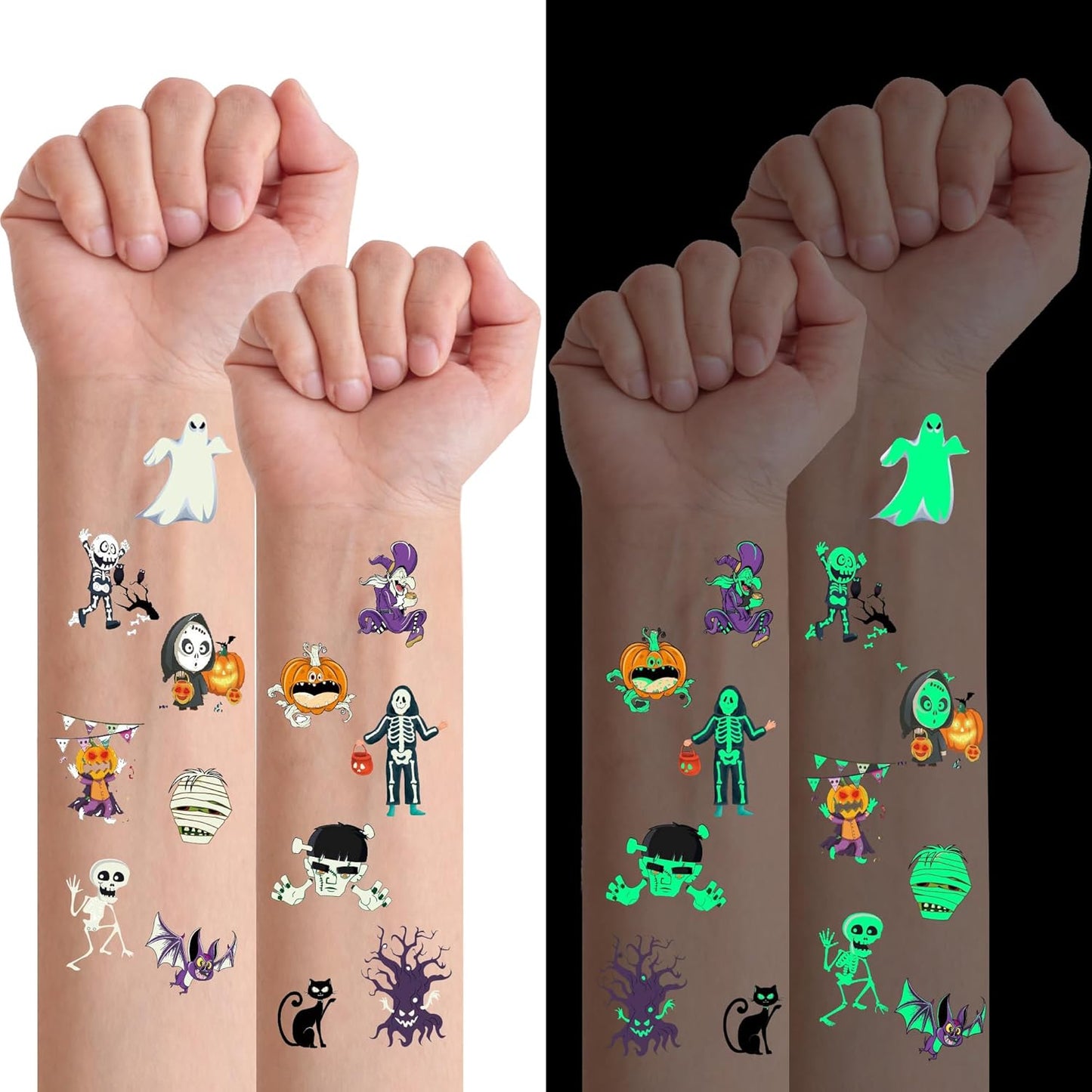 Fourth of July Temporary Tattoos - 70PCS Red, White & Blue Glow in The Dark Party Supplies | Patriotic Decorations