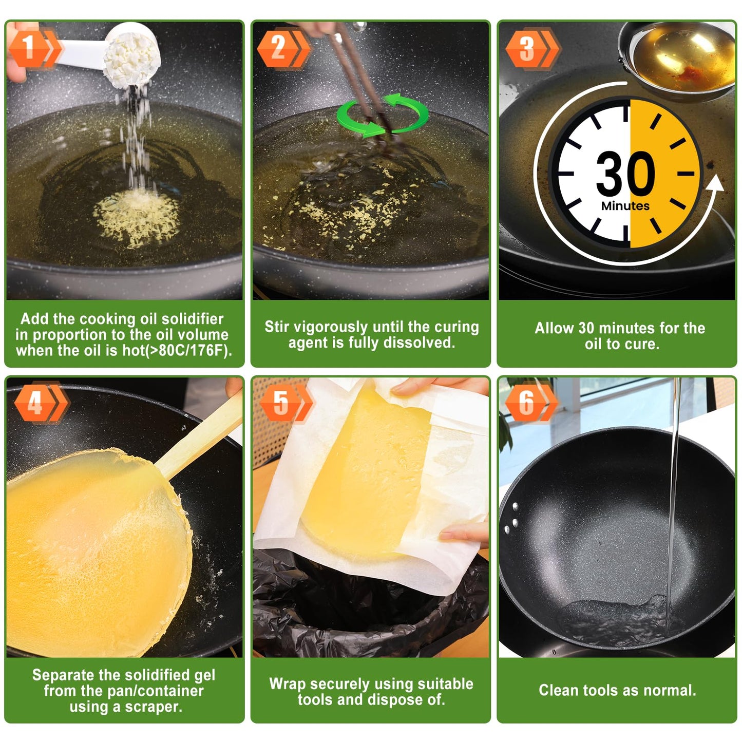 Arme Oil Solidifier, 40 Oz(2.5Lb) Cooking Oil Solidifier for Disposal(Disposal Up to 7.4 Gallons/113Cups), 100% Plant-Based Grease Solidifying Powder, Fat Hardener for Disposal Kitchen&Restaurant Use