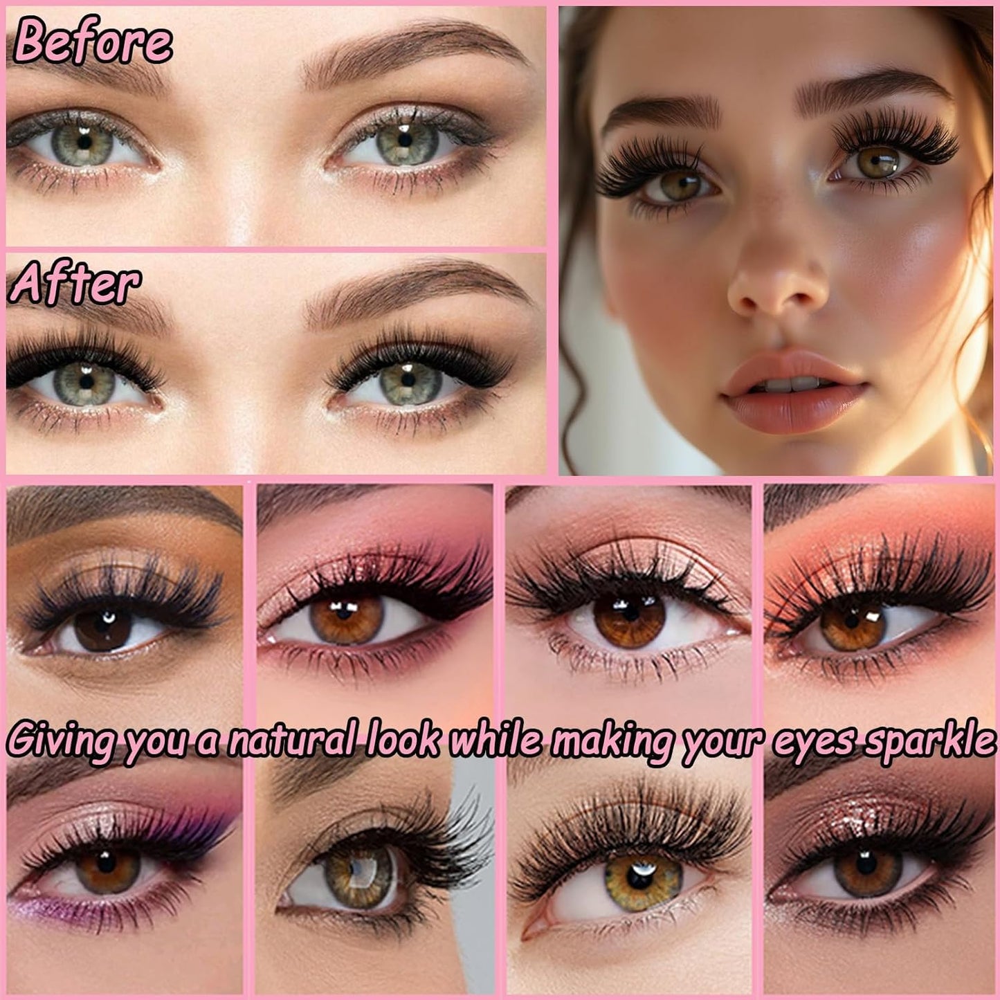 Lash Clusters Kit - 640 Pcs Fluffy Wispy Individual Eyelashes 9-16mm D Curl | Thin Band with Tweezers & Bond Seal