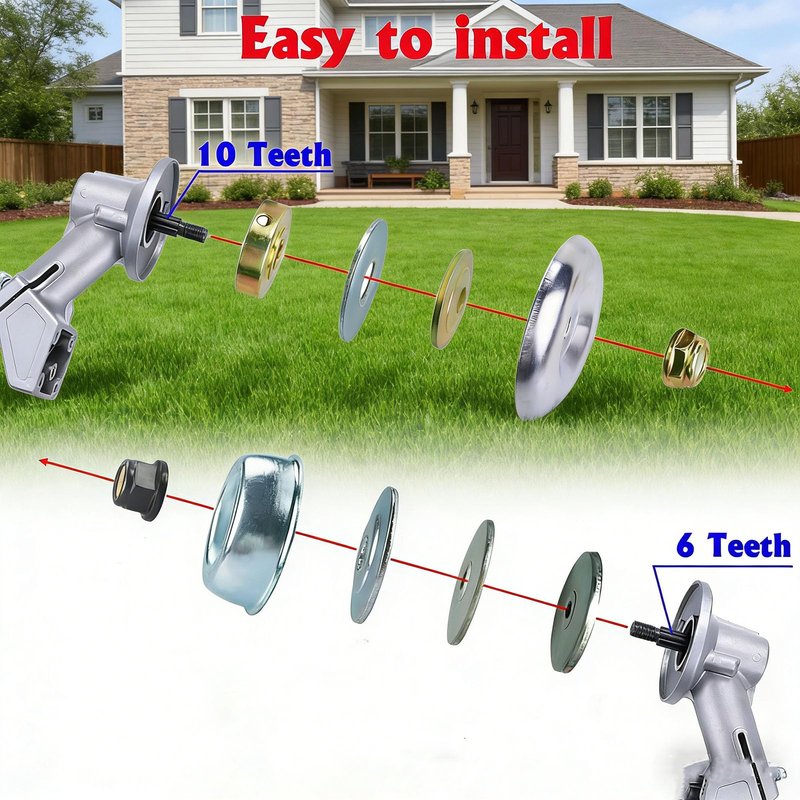 10inch 80T Brush Cutter Blade and 9inch 36T Weed Eater Blade with Heat Dissipation Holes, Steel Weed Eater Blades with Adapter Kit Compatible with Husqvarna Stihl Trimmer