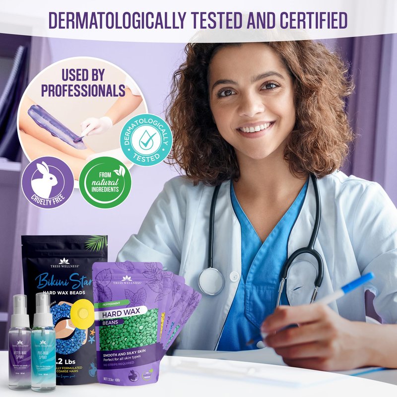 Tress Wellness Deluxe Waxing Kit for Brazilian Wax - Easy to Use - For Sensitive Skin - Digital Display