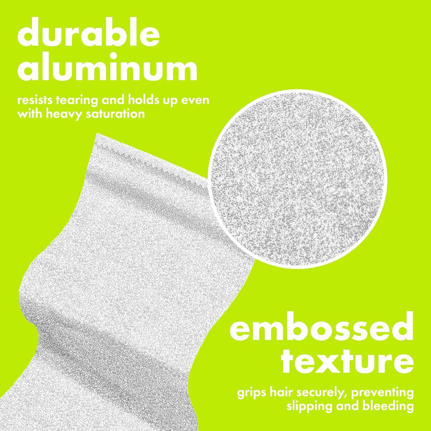 Colortrak Embossed Sheets Silver Aluminum Foil Pop-up Dispenser, 500 Pre-cut Sheets Non-slip Textured, for Hair Foil Coloring and Highlighting Applications Silver, 5 x 11