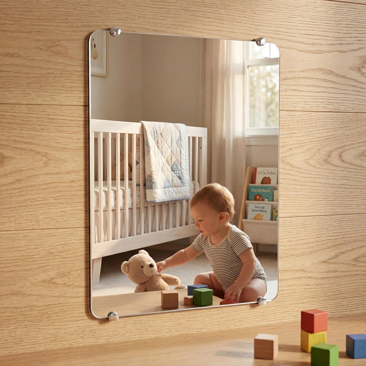 Acrylic Wall Mirror - Shatterproof Self-Adhesive Lightweight 8x10 Inch | Safe Reflective Plexiglass for Kids & Adults