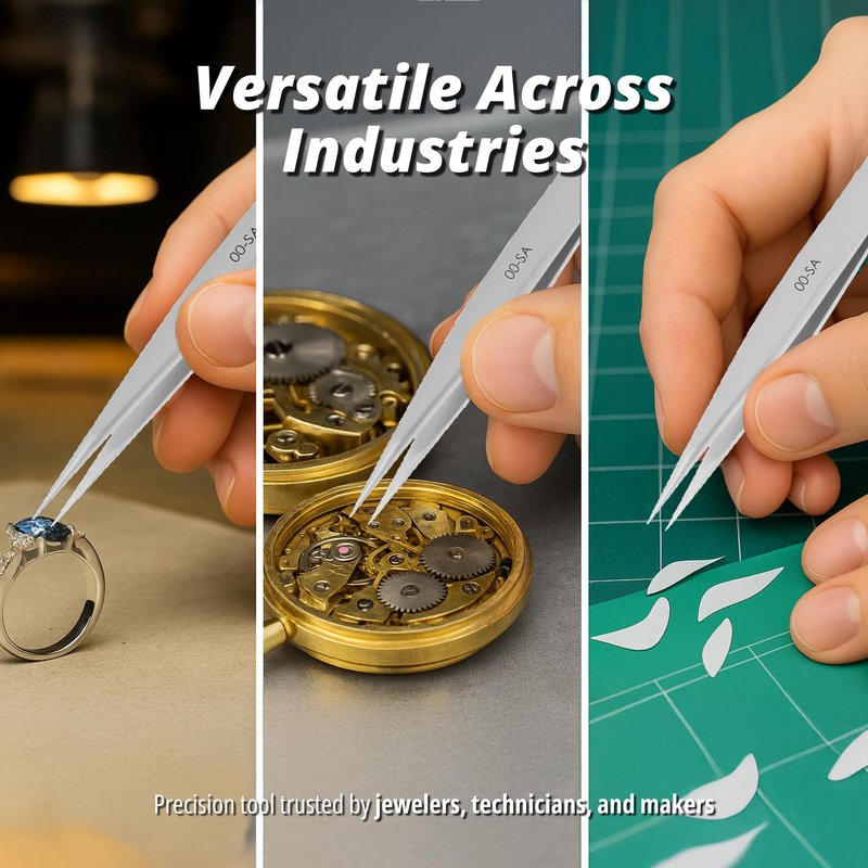 Excelta Precision Tweezers, Straight Medium Point, Professional Neverust Anti‑Magnetic Conductive Stainless Steel Tool with Slip‑Resistant Design for Medical Device Manufacturing, Jewelry, Electronics