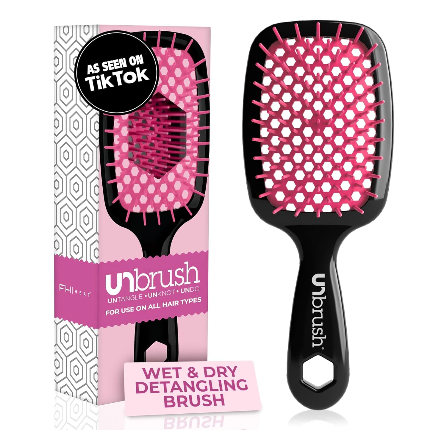 FHI Heat Detangling Brush - Pain-Free Brushing for Wet & Dry Hair | Durable DuoFlex Bristles, Lightweight, Cherry Blossom