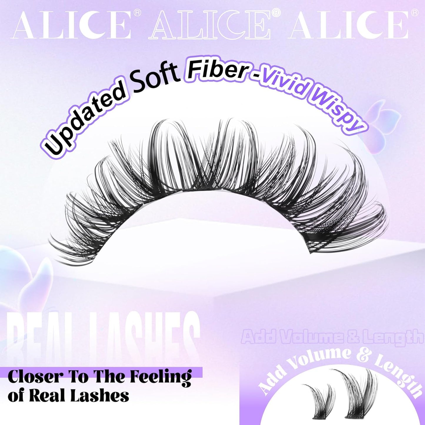 ALICE Lash Clusters - Wispy Eyelash Extensions 10-18mm | 168pcs DIY Individual Lashes with Soft Band