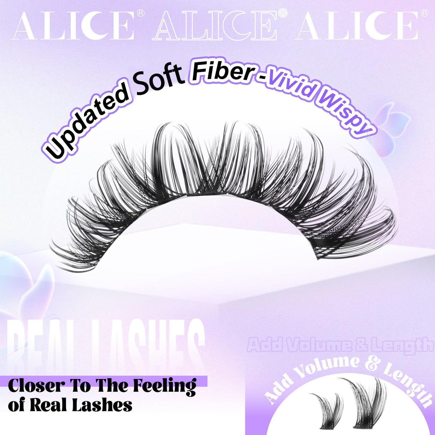 ALICE Lash Clusters Wispy Eyelash Clusters 10-18mm 168pcs Cluster Eyelash Extensions Natural Volume Lash Extensions DIY Individual Lashes with Soft Thin Band