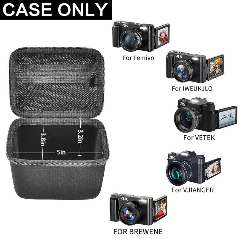 Comecase Vlogging Camera Case Compatible with for Duluvulu/for VJIANGER/for JGIPL/for TEBNGIHNM 4K Digital Cameras for Youtube. Vlog Camera Carrying Storage Interior: 5×3.8×3.2" (Box Only)