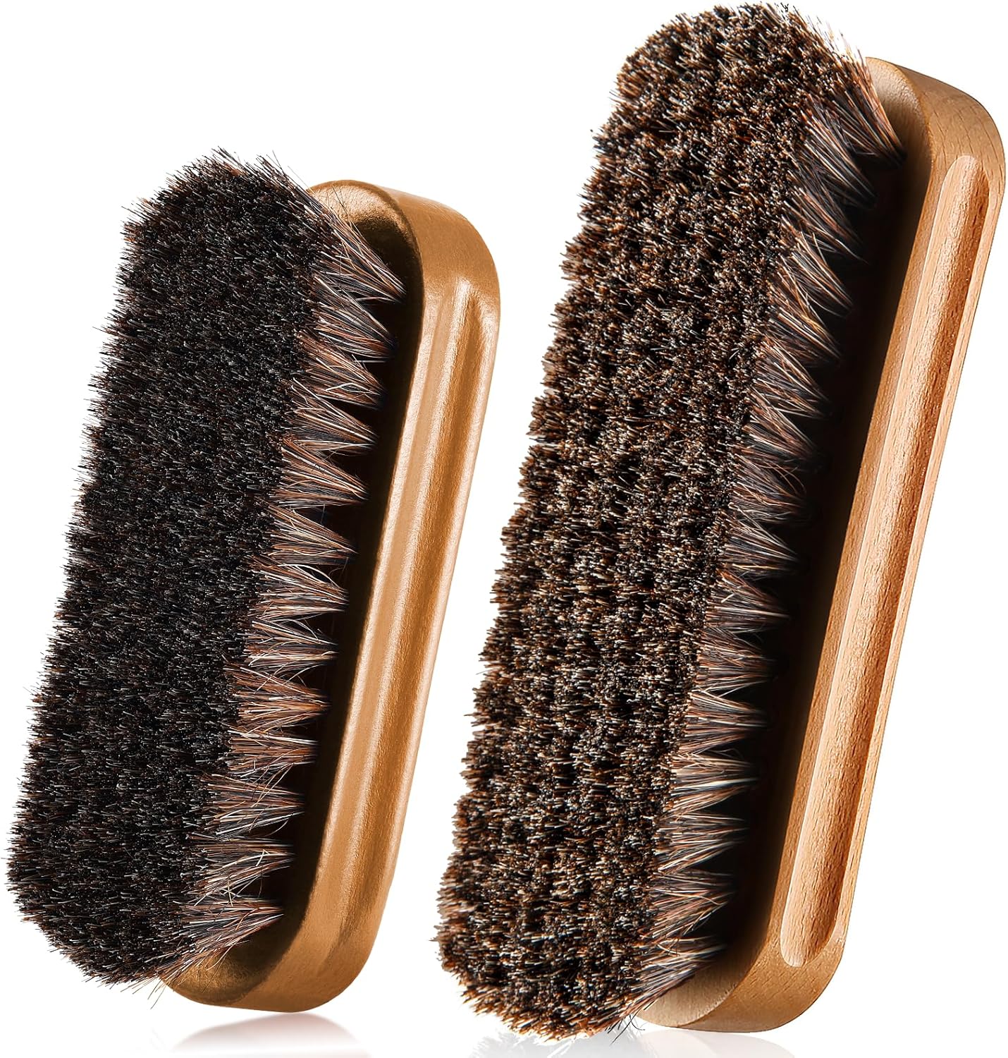 Horsehair Shoe Brush Kit - 4 Pcs Leather & Suede Cleaning Brushes with Microfiber Gloves | Shoe Care Essentials