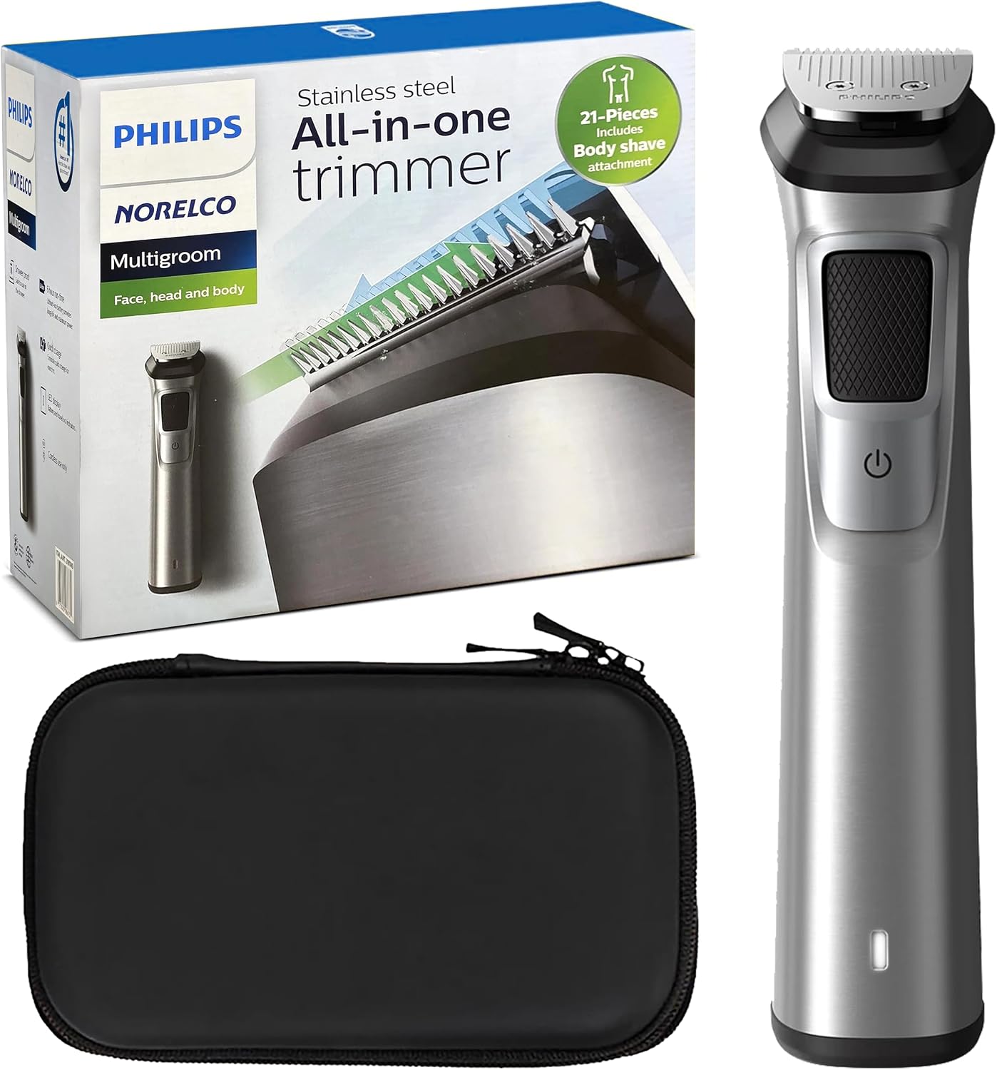 Philips Multi Groomer 8000 Series - 21-Piece All-in-One Grooming Kit for Men | Beard & Body Trimmer