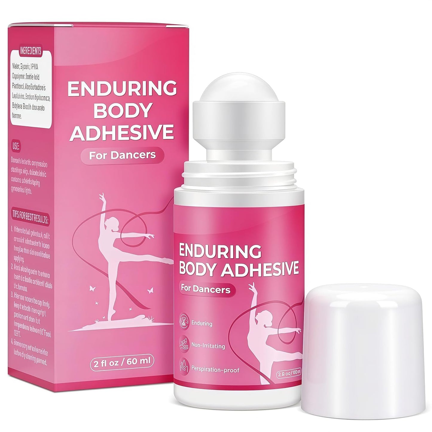 Body Glue & Body Adhesive for Clothing - Sweat-Resistant Roll-On | Clear, Hypoallergenic, 2 fl oz