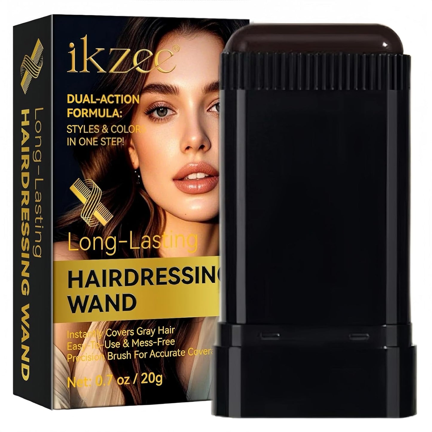 Temporary Hair Dye Comb - Gray Hair Coverage & Touch-Up | Non-Irritating, Smudge-Proof Formula (Black)