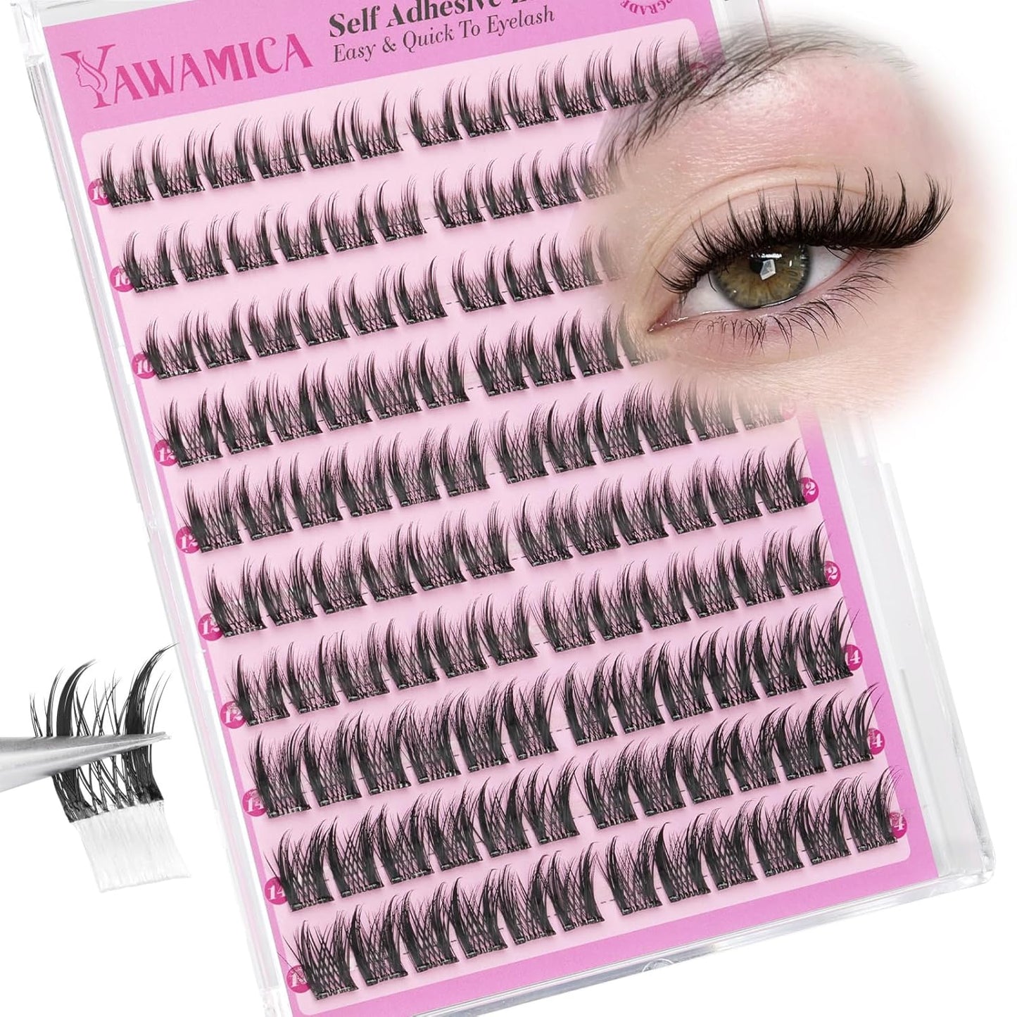 Natural Lash Clusters - Wispy Eyelash Extensions with Invisible Band | C Curl, 10-16mm, Easy DIY Application