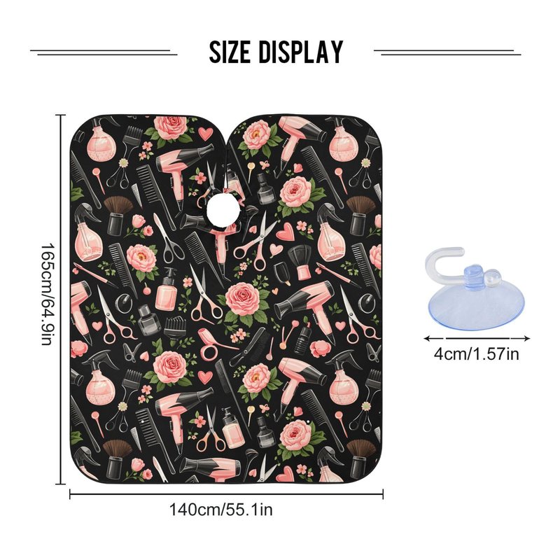 ALAZA Rose Flower Hairdresser Tools Print Black Waterproof Barber Cape for Men Women Beard Shaving Bib Apron Professional Hair Cutting Cloth, 65 x 55 inch