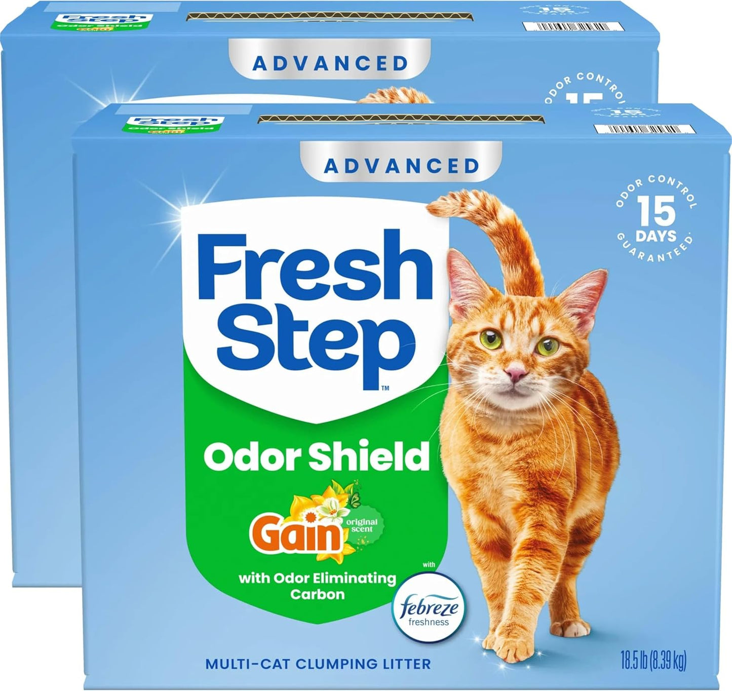 Fresh Step Cat Litter - Odor Shield Multi-Cat Clumping Formula with Febreze Freshness | 14 lb, Low Dust, Ammonia Block Technology