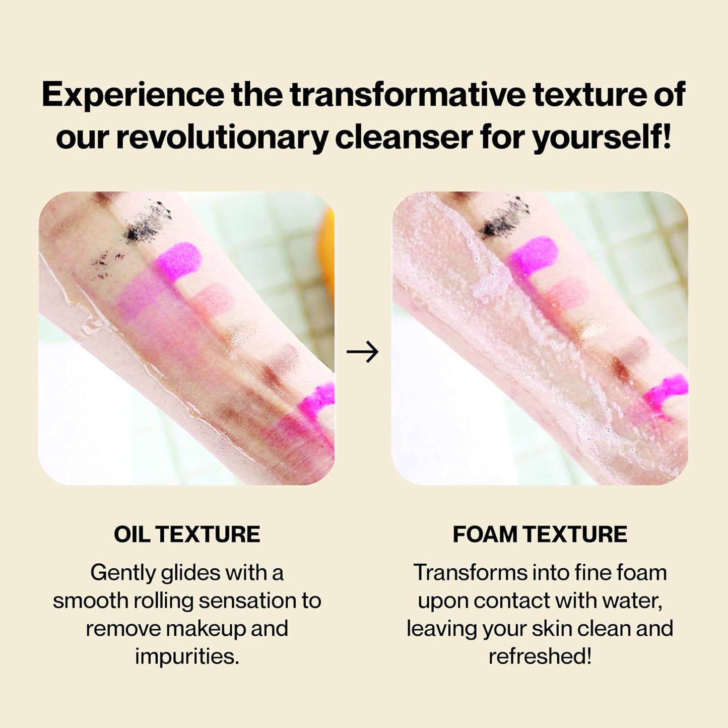 Korean 2-in-1 Makeup Remover - Oil-to-Foam Cleanser with Jojoba & Honey | Non-Drying | 145ml/4.97oz