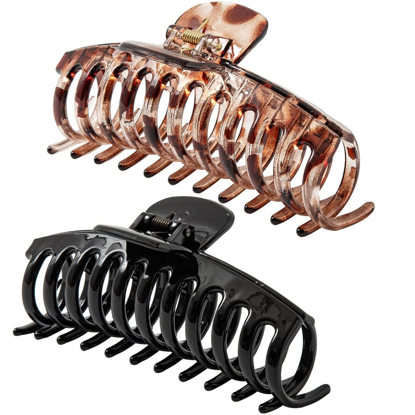 Jumbo Hair Clips for Thick Hair - Long Butterfly Accessories | 5.5 Inch, 2 Pack (Black & Clear)