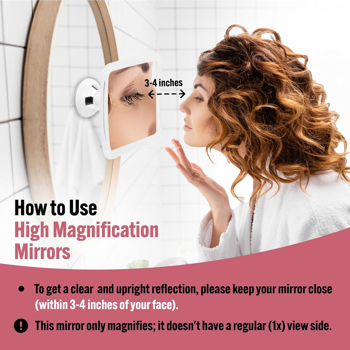 MIRRORVANA 10X Magnifying Makeup Mirror - Suction Cup for Travel & Vanity Use | 6.3" x 6.3" Square