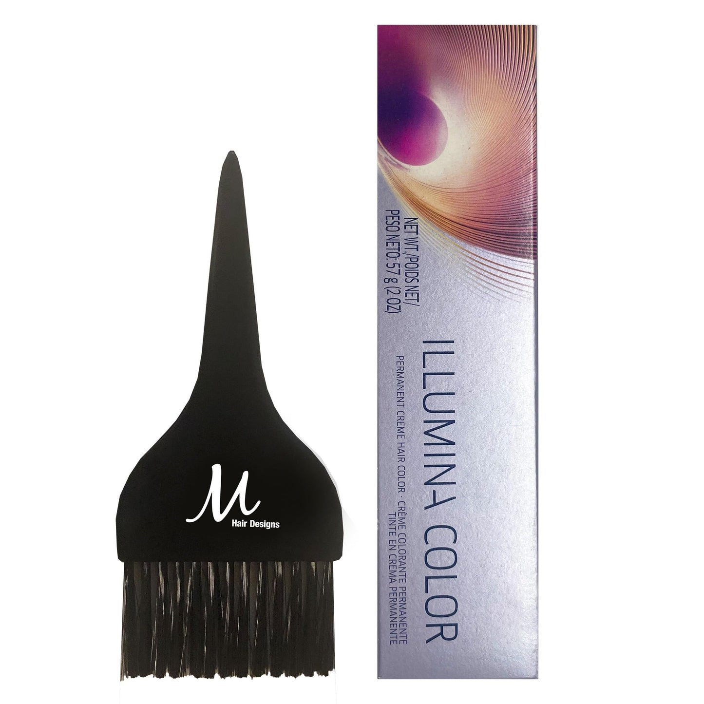 Illumina Color 7/81 Medium Pearl Ash Blonde Permanent Illumina Hair Color 2 Ounce and M Hair Designs Tint Brush (Bundle)