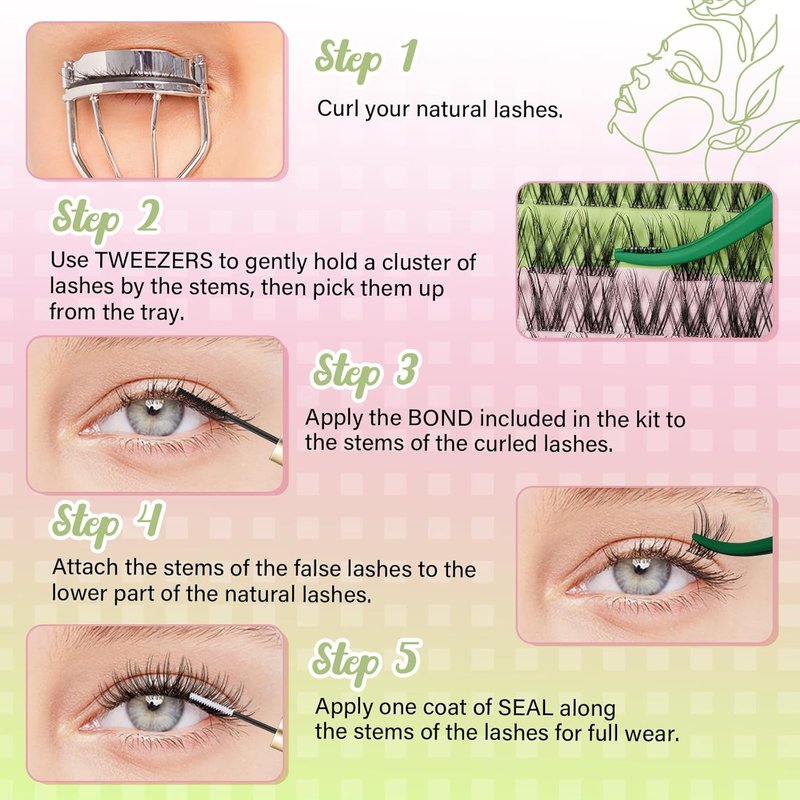 Bunny Lash Clusters - C Curl Manga Lashes for Anime Looks | Wispy Natural, Waterproof DIY Extensions (8-18 Mix)