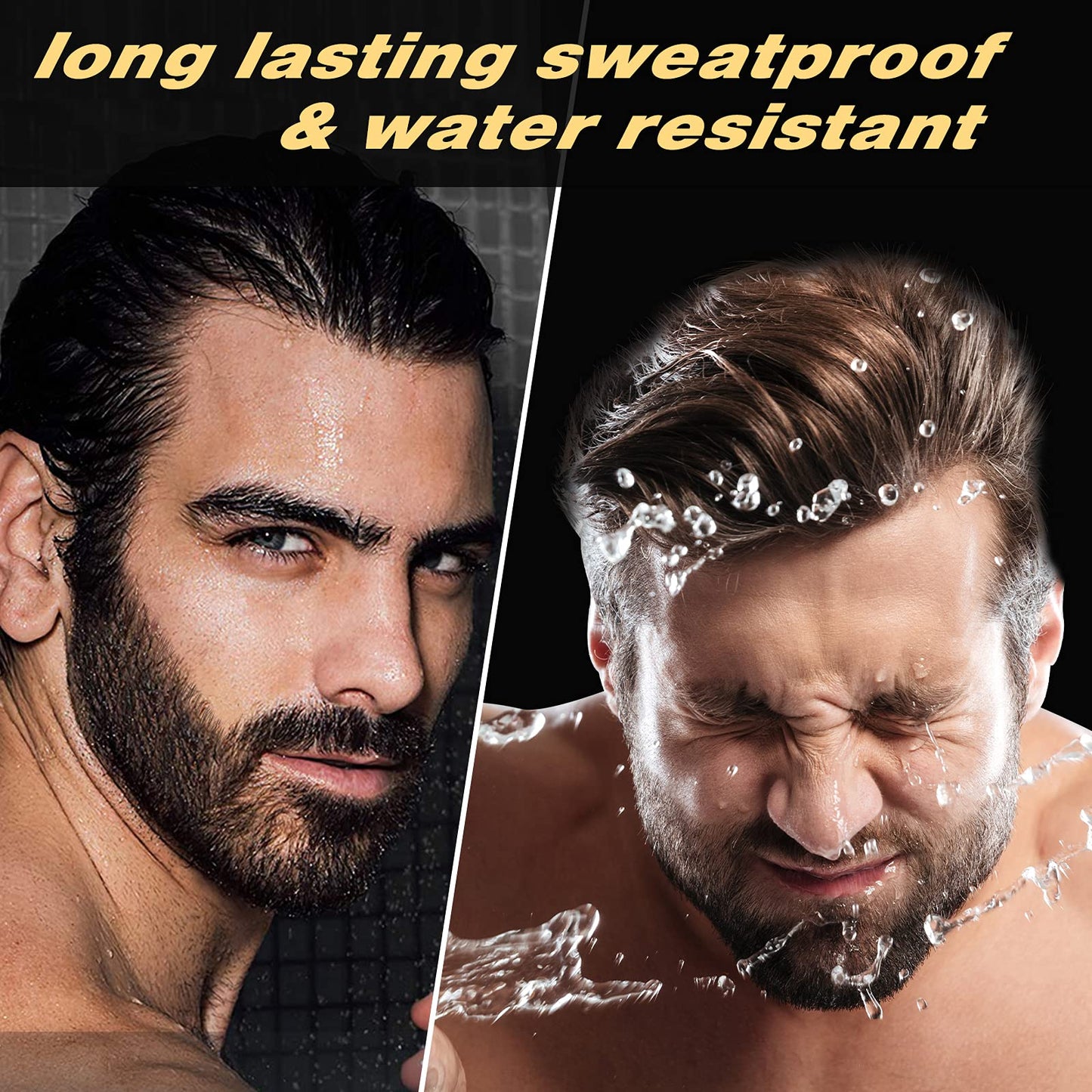 Beard Pencil Filler Kit - 4 Tip Pen and Brush for Men, Facial Hair Enhancer and Mustache Shaper (2 Black Pens)