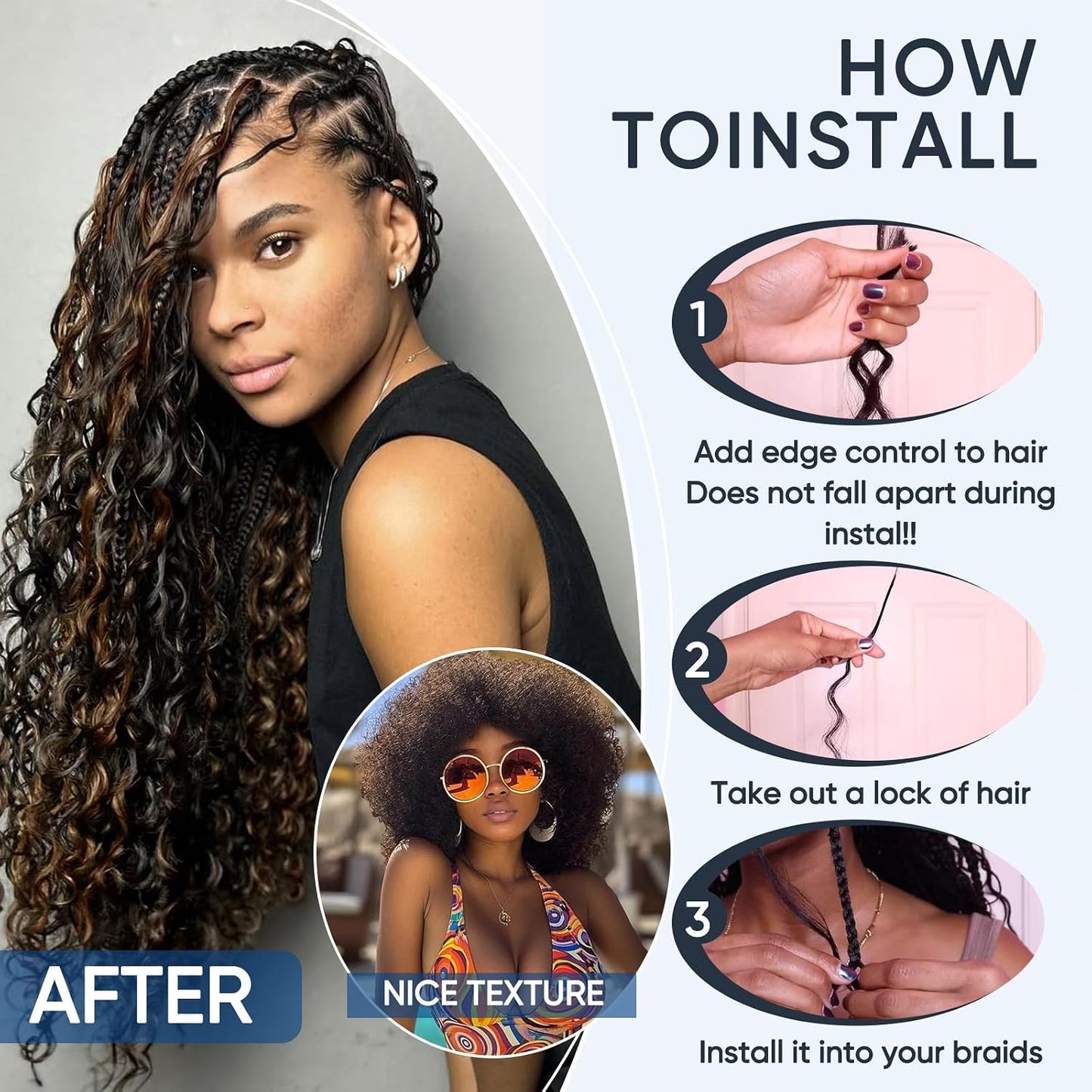 Human Braiding Hair - Ombre Deep Water Wave | 150g 16 Inch Curly Braiding Bundles, 1B/30 Highlights