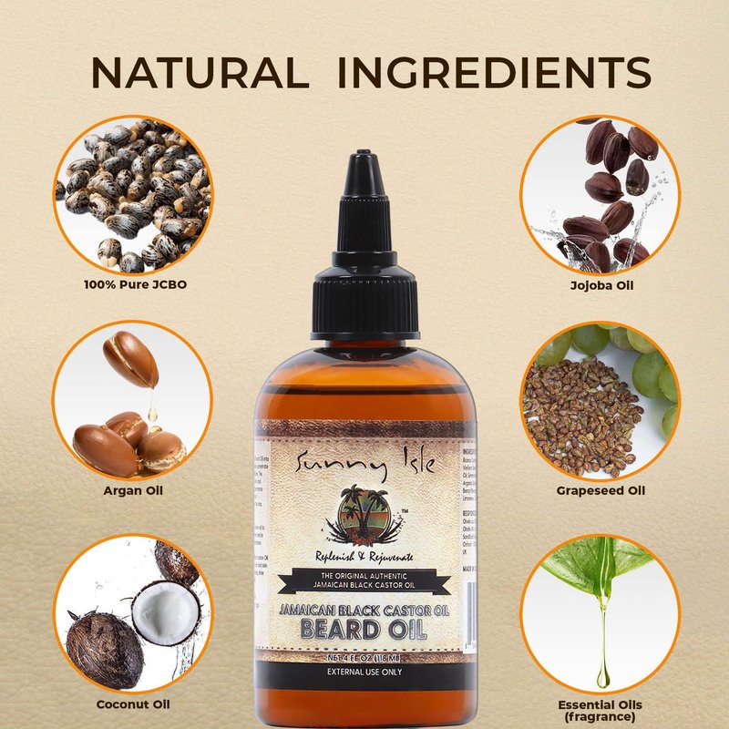 Sunny Isle JBCO 2-N-1 Hair & Beard Wash Formulated for Men 12oz with Beard Oil and Pomade 4oz Set