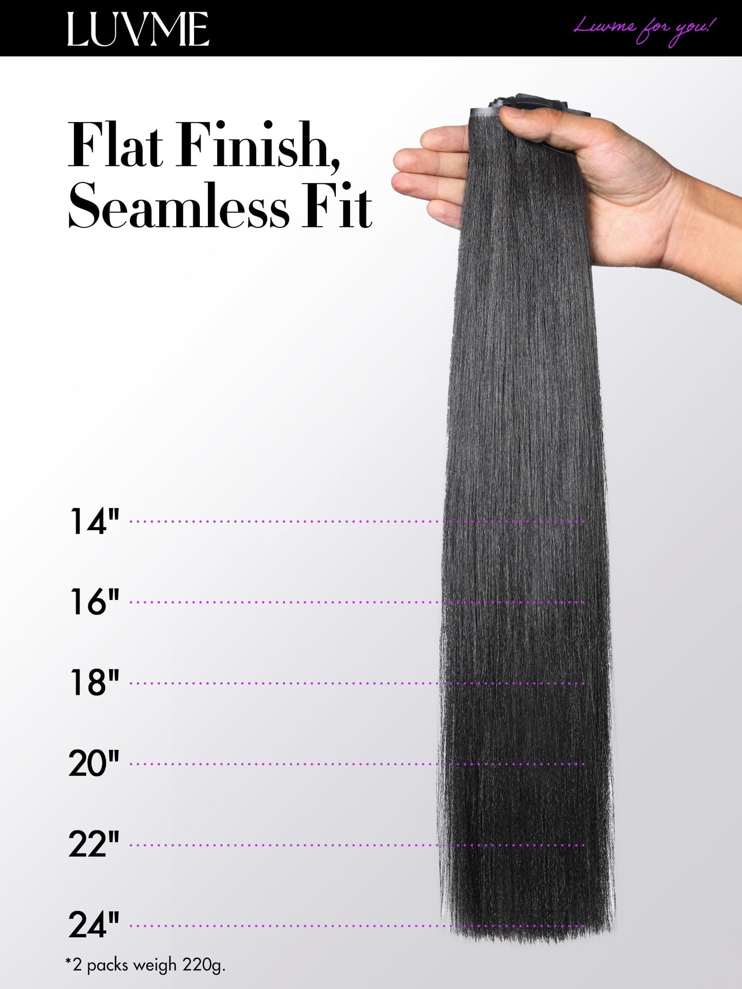 LUVME Yaki Straight Seamless Clip in Hair Extensions 110g, 18 Inch Natural Black, 100% Real Remy Human Hair, Soft Full Volume, Easy Clip Ins for Daily Wear, Work, Parties & Weddings