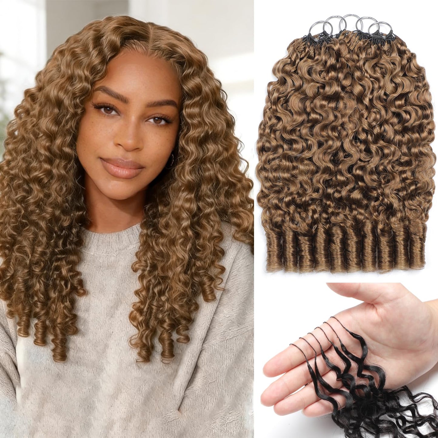 Burmese Curly Crochet Hair - Miracle Knots for Black Women | 18 Inch, 125g, 100 Strands