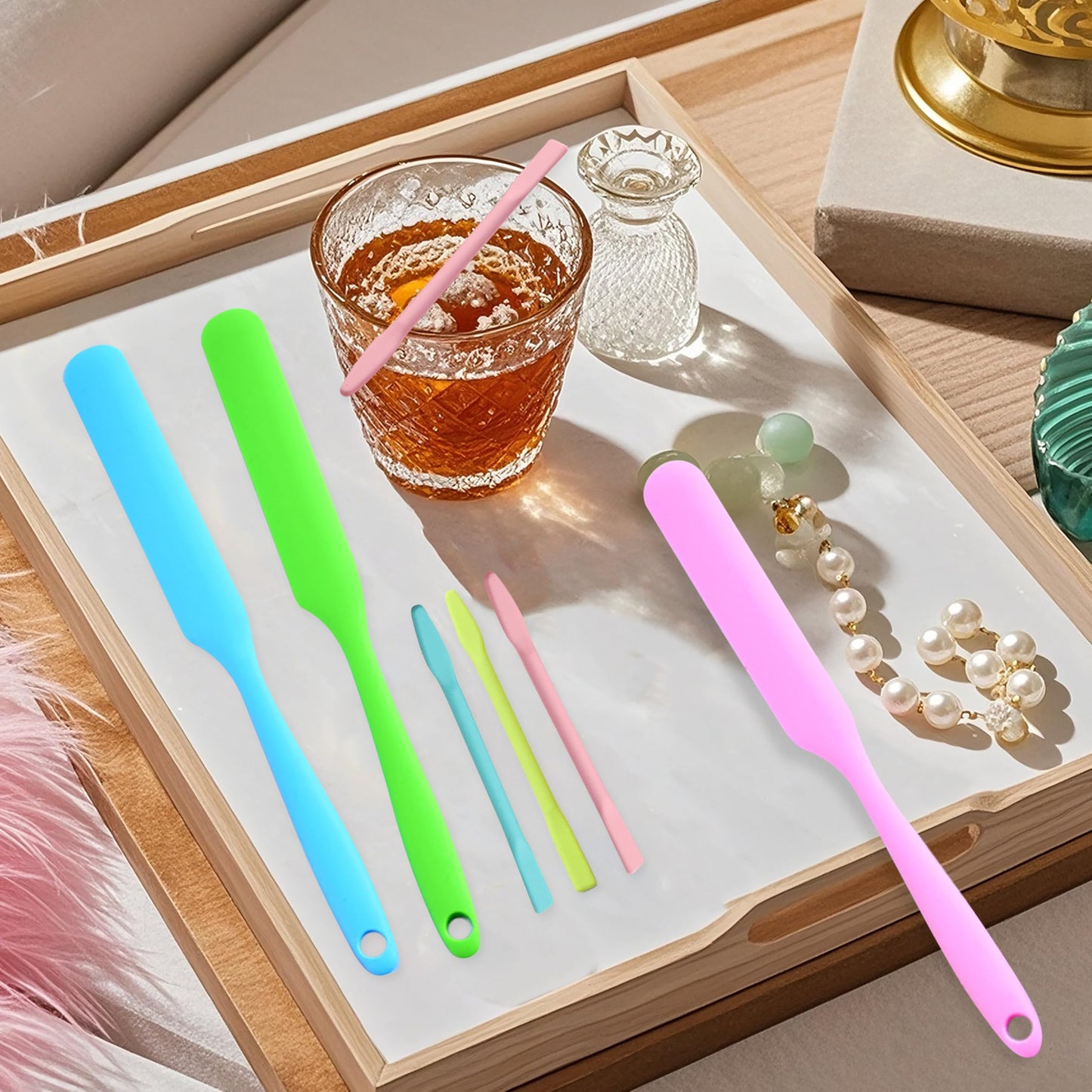 6PCS Non-Stick Wax Spatulas Set, Silicone Spatula Hair Removal Sticks Applicator Reusable Hard Wax Scraper,Eyebrow Wax Sticks For Home Salon Body Use (6PCS)