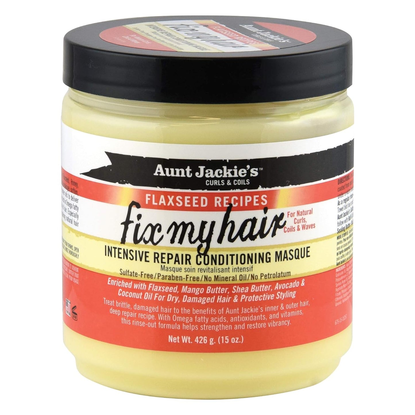 Aunt Jackie's Flaxseed Recipes Intensive Repair Conditioning Masque - 15 Oz | Prevents & Repairs Damaged Hair
