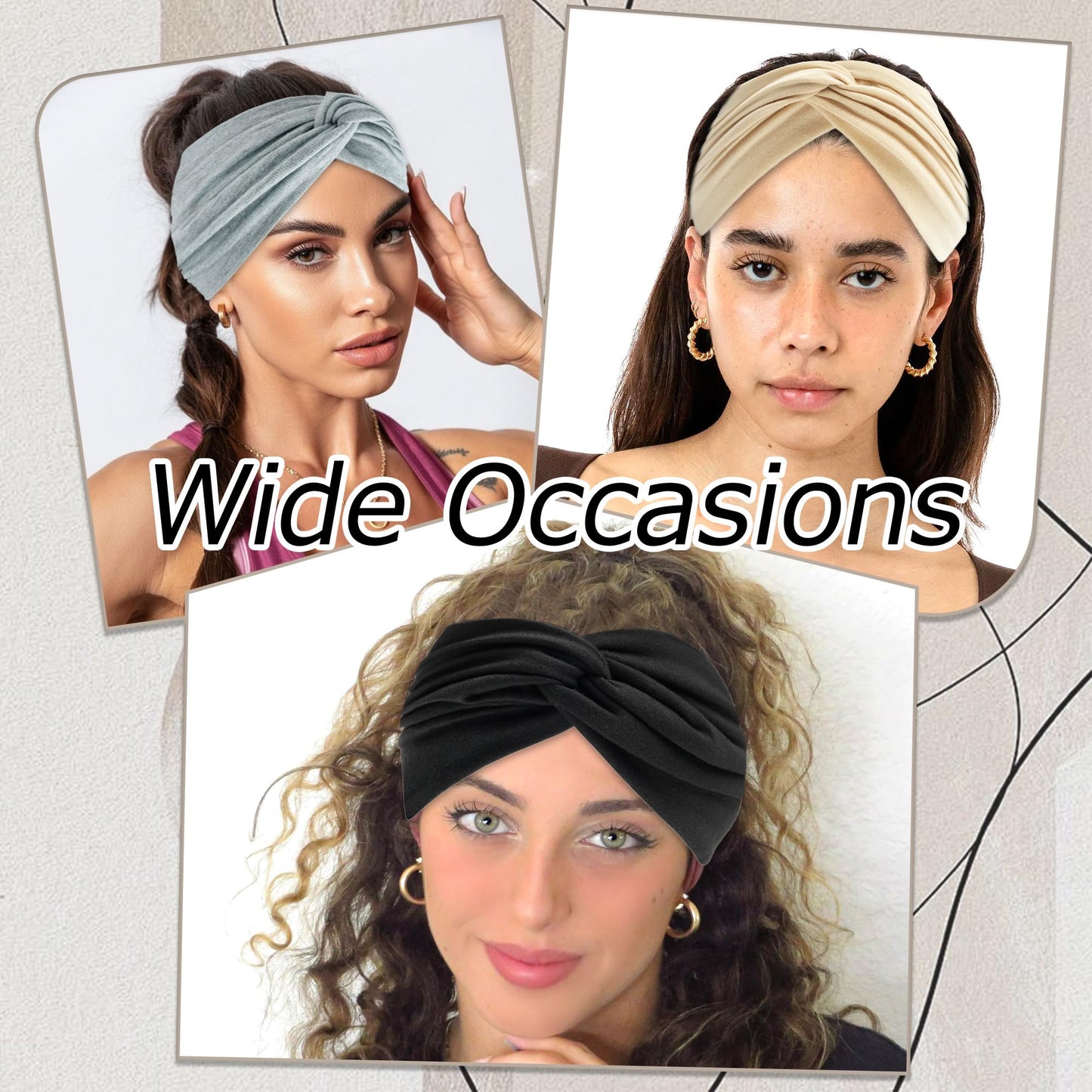 ZUYASEZ 4 Pack Wide Headband for Women Stretchy Boho Twist Turban Hair Band