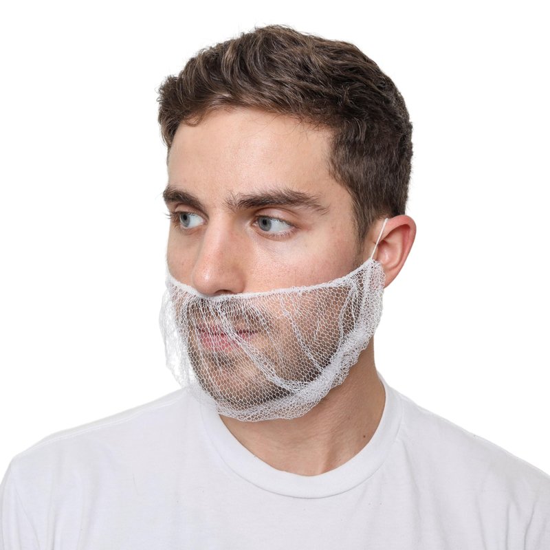 SAFEKO Disposable Honeycomb Nylon Beard Nets | Breathable, Durable | 100 Count [WHITE | 18"]