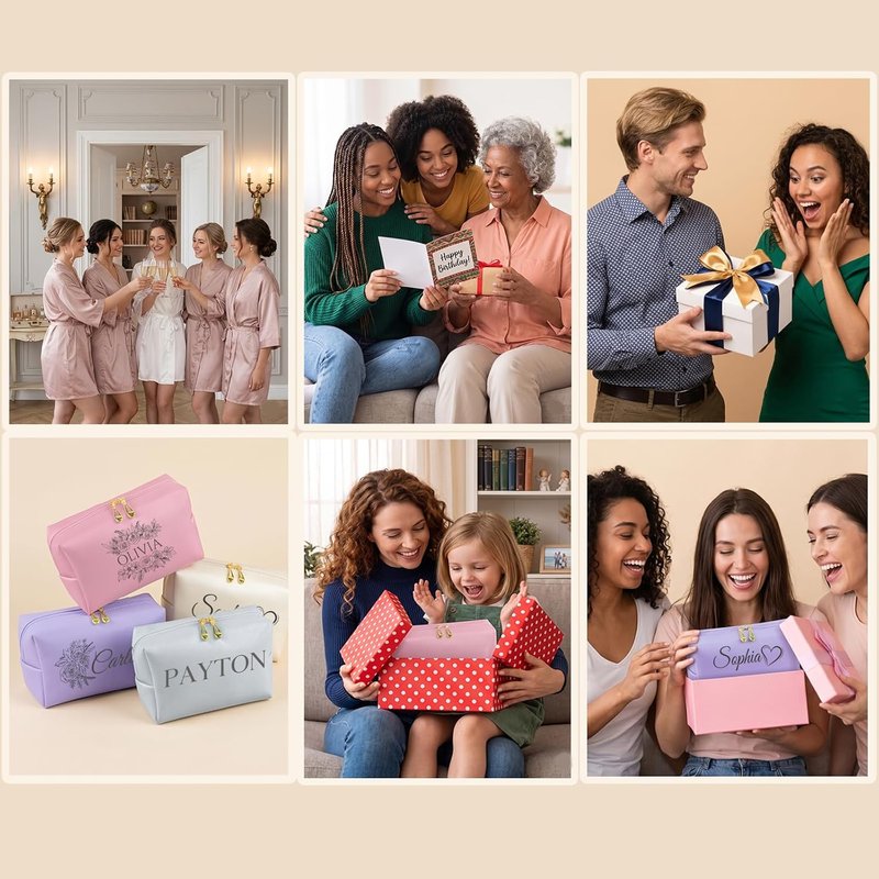 Personalized Makeup Bag - Custom Travel Toiletry Organizer for Teen Girls, Bridesmaids & Women | Double-Sided Engraving