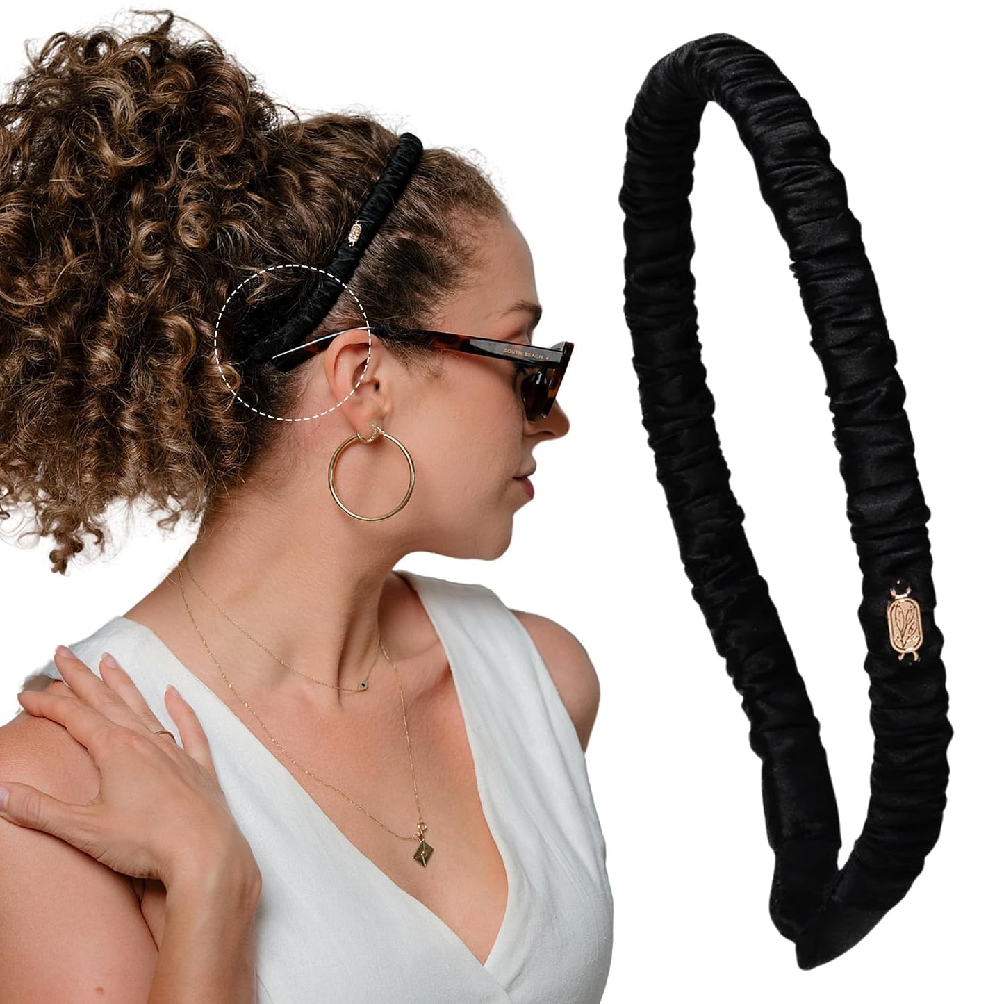 Silk Headband for Women | 100% Mulberry Silk, Wide Non-Slip Design, No Headache, Perfect for Curly & Textured Hair