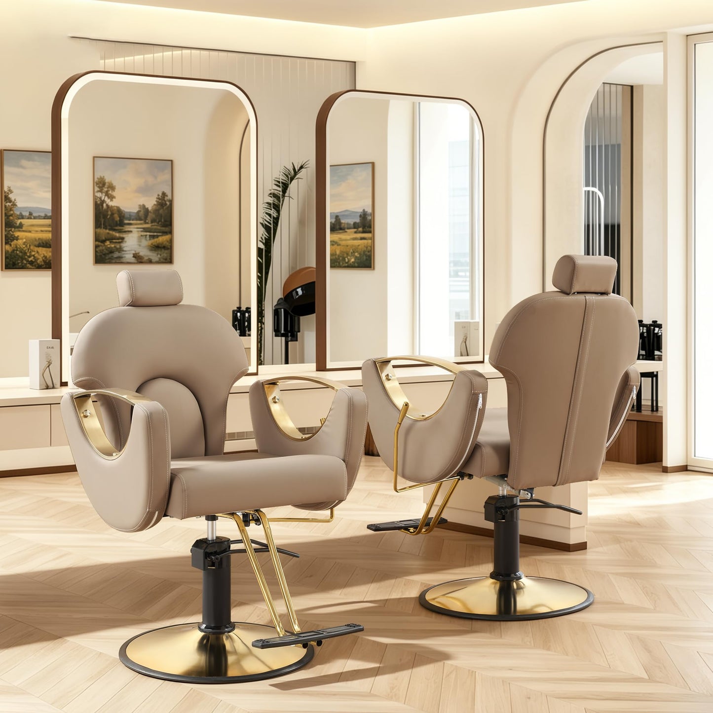 KIGOTY Salon Barber Chair, Reclining Barber Chair, Styling Chair, Height Adjustable Hair Salon Chairs for Hair Stylist, 360 Swivel Braiding Hairdresser Chair for Barbershop, Spa Equipment (1, Grey)