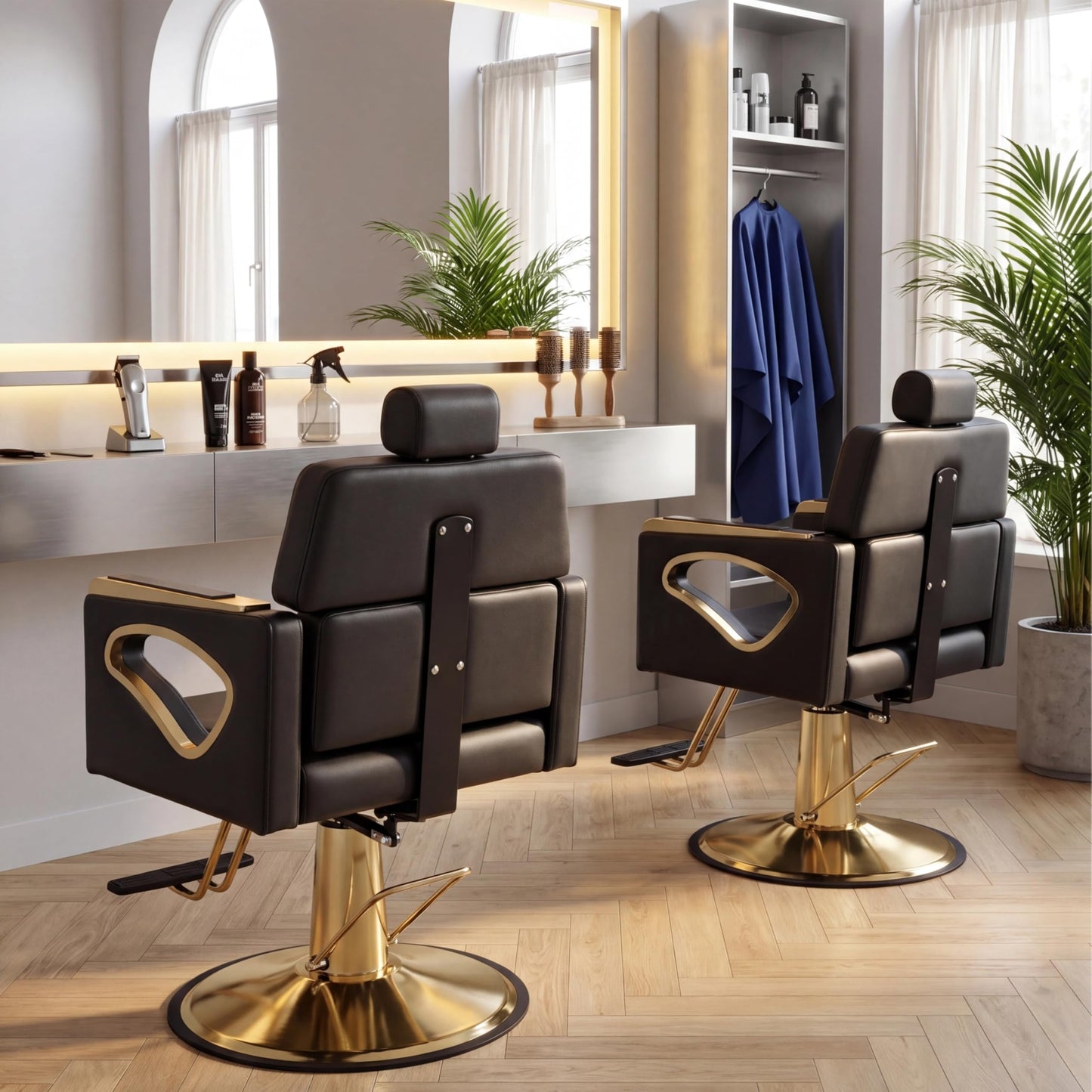 Black Salon Chair for Hair Stylist, Reclining Barber Chair for Barbershop with Hydraulic Pump, 360° Swivel Multi-Function Hair Styling Braiding Chair for Spa Shampoo Tattoo, Max Load Weight 440 Lbs
